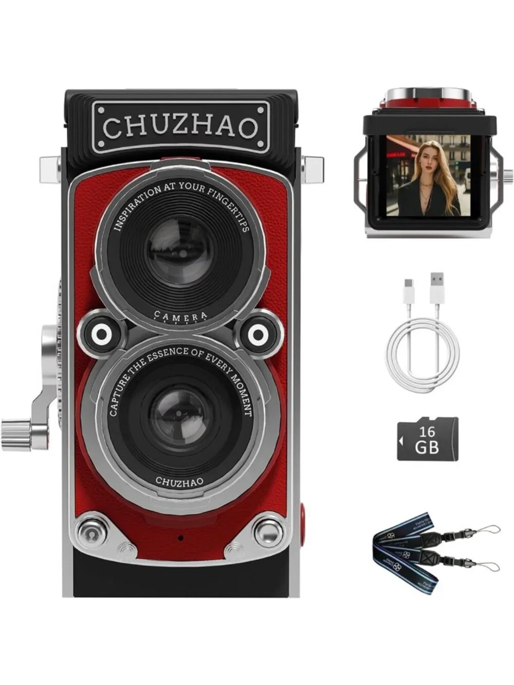 Vintage Mini Digital Camera - Retro Point & Shoot, 1080P Video, 12MP Photos